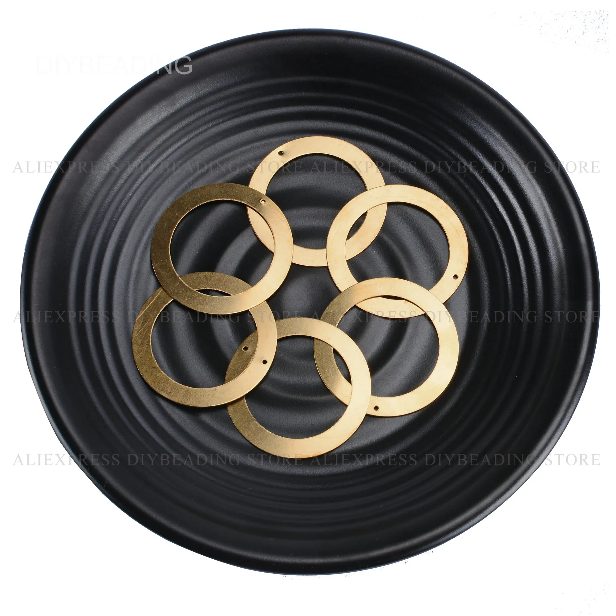 

10-500 Pcs Brass Circle Charms Finding Hollow 38mm Thin Round Geometric Modern Chunky Ring for Earring Necklace Making(1 Hole)