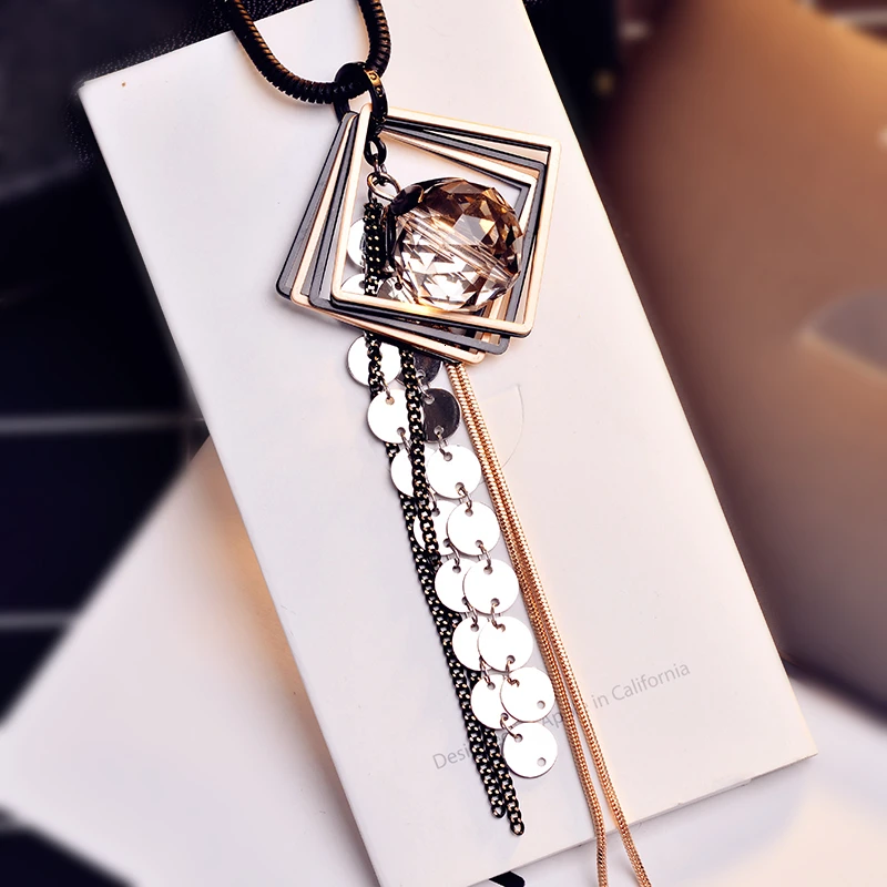 Silver Sequines Массивное Макси Модное Длинное ожерелье s& Кулоны для женщин модное геометрическое ожерелье Ювелирное колье Женские аксессуары для воротника - Metal Color: Silver Sequines