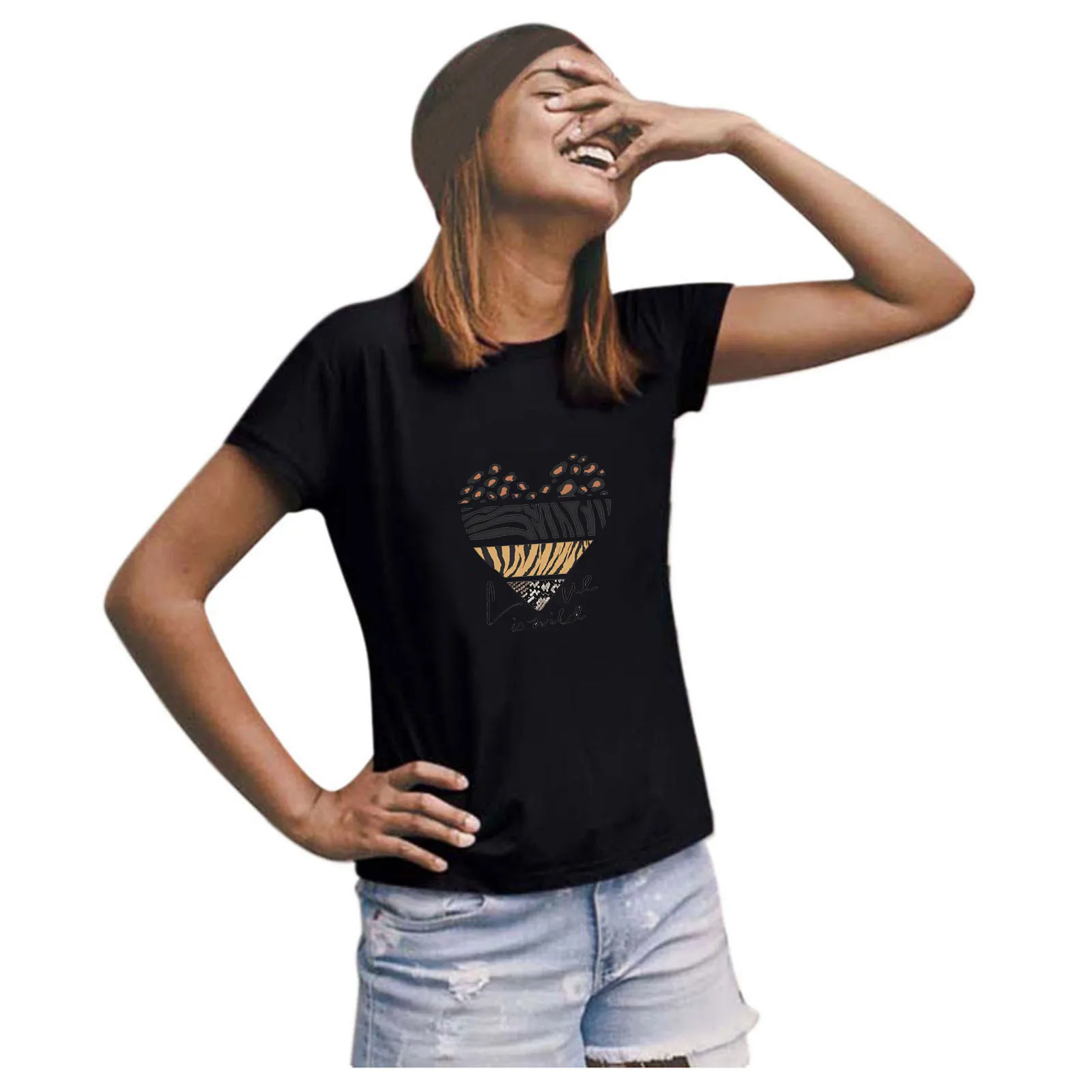 Mans Casual Short Sleeve Tops Ladies Valentine's Day Print Sweatshirt Blouse #S | Женская одежда