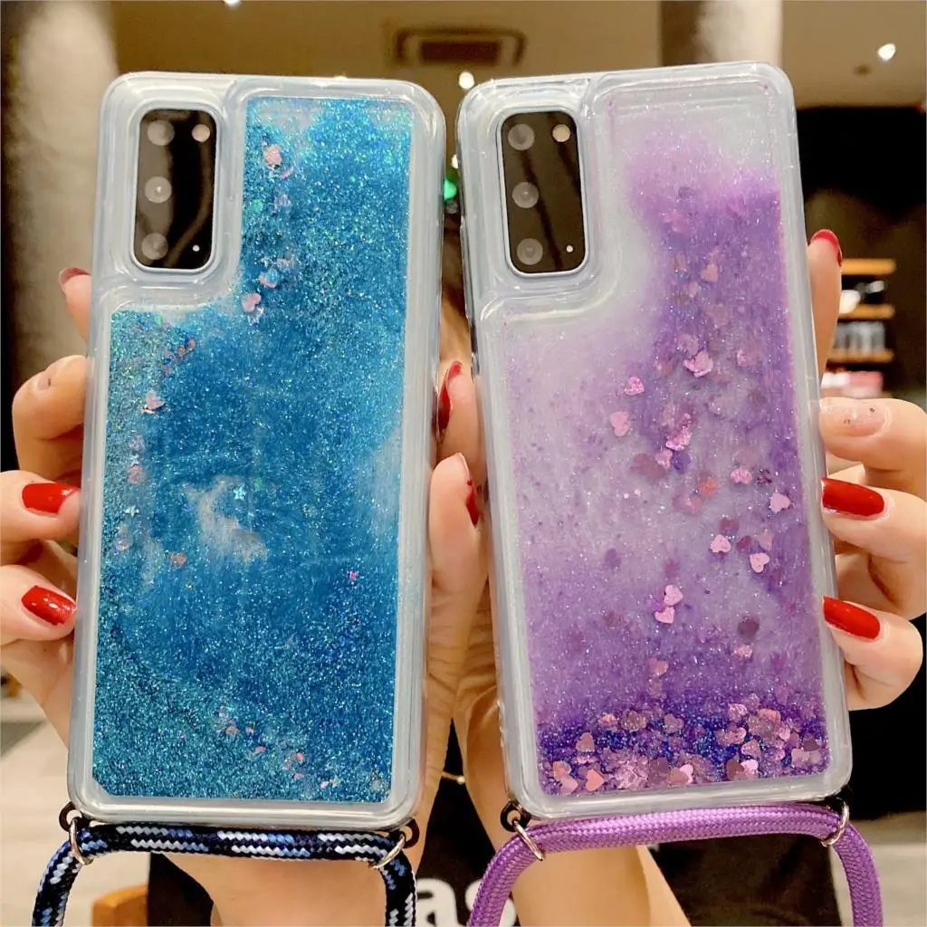 

Quicksand Rope Case For Samsung Galaxy S5 S6 S7 Edge S8 S9 S10 Lite S20 FE S21 Plus Ultra 5G S10E Dynamic Liquid Glitter Cover
