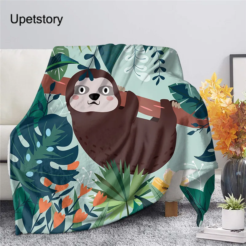 ?? Upetstoryかわいい怠惰なナマケモノシェルパ毛布オーストラリア動物プリント豪華なスローブランケットカスタマイズされたdiyソファフランネルフリースブランケット