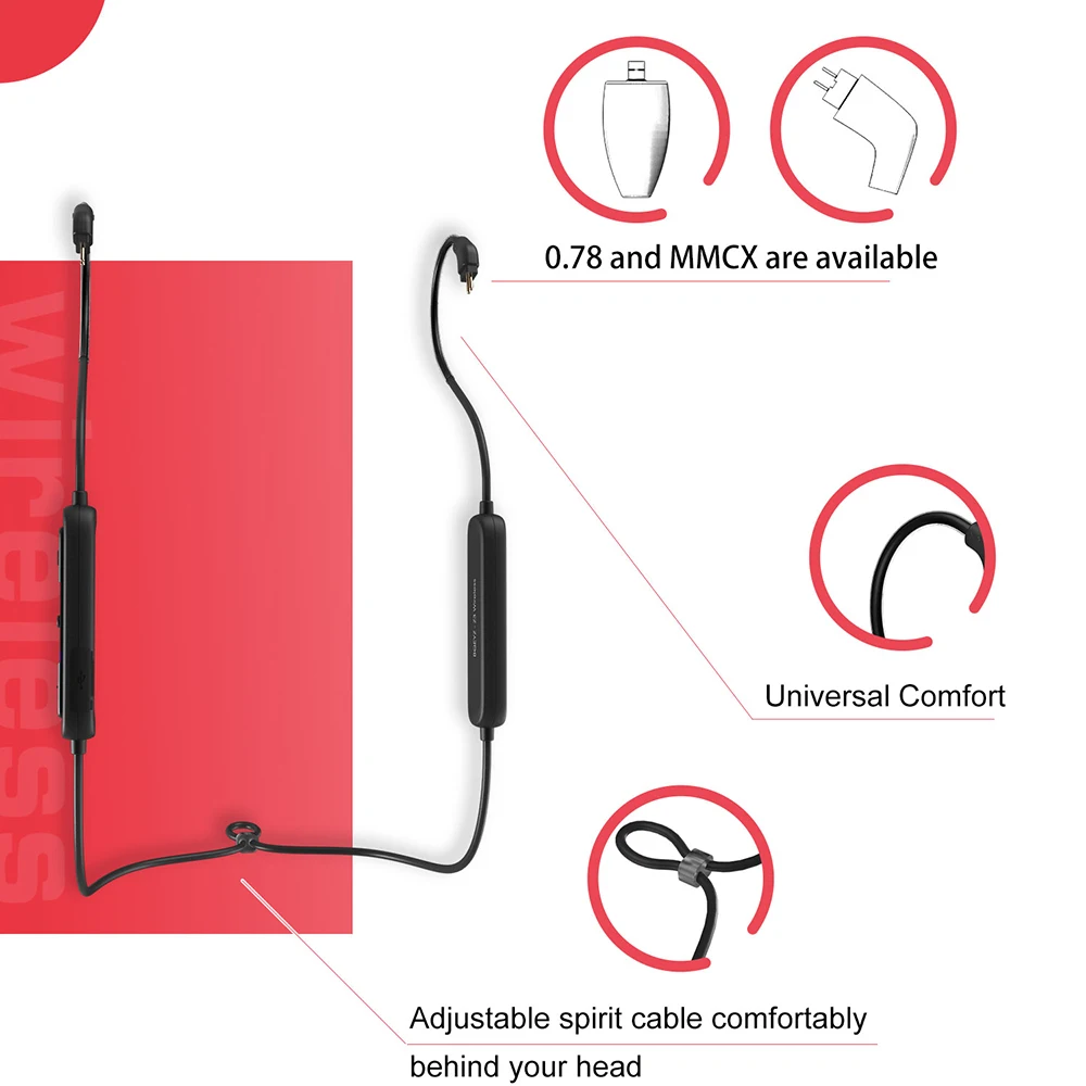 BQEYZ 2Pin 0 78 мм MMCX Bluetooth 5 Сменный кабель для наушников AptX-HD беспроводные HiFi наушники