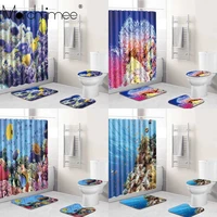 ocean coral shower curtain sets non slip rugs toilet lid cover and bath mat underwater world waterproof bathroom curtains kit