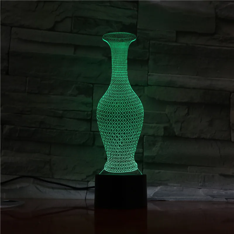 

Creative 3D led Night Lamp Vase Shape Colorful Touch Remote Control Vision USB Cable Small Table Lamps Nightlight 1303
