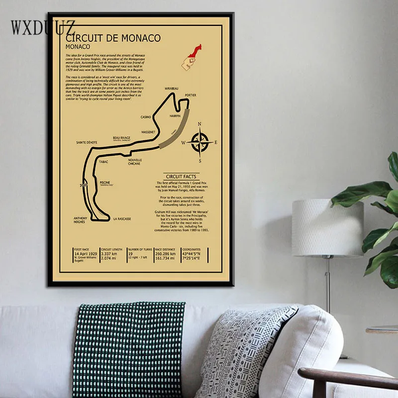 2021 винтажный постер F1 Formula Grand Track Edition гоночный автомобиль цепь GP мотоцикл трек