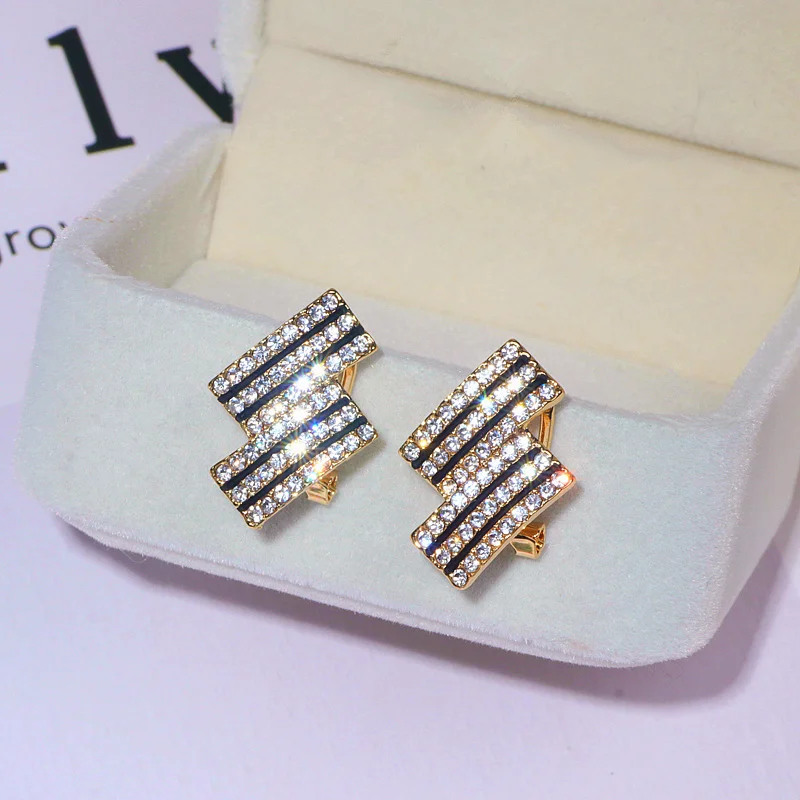 2022 новый дизайн Роскошные сияющие кристаллы большие геометрические серьги для