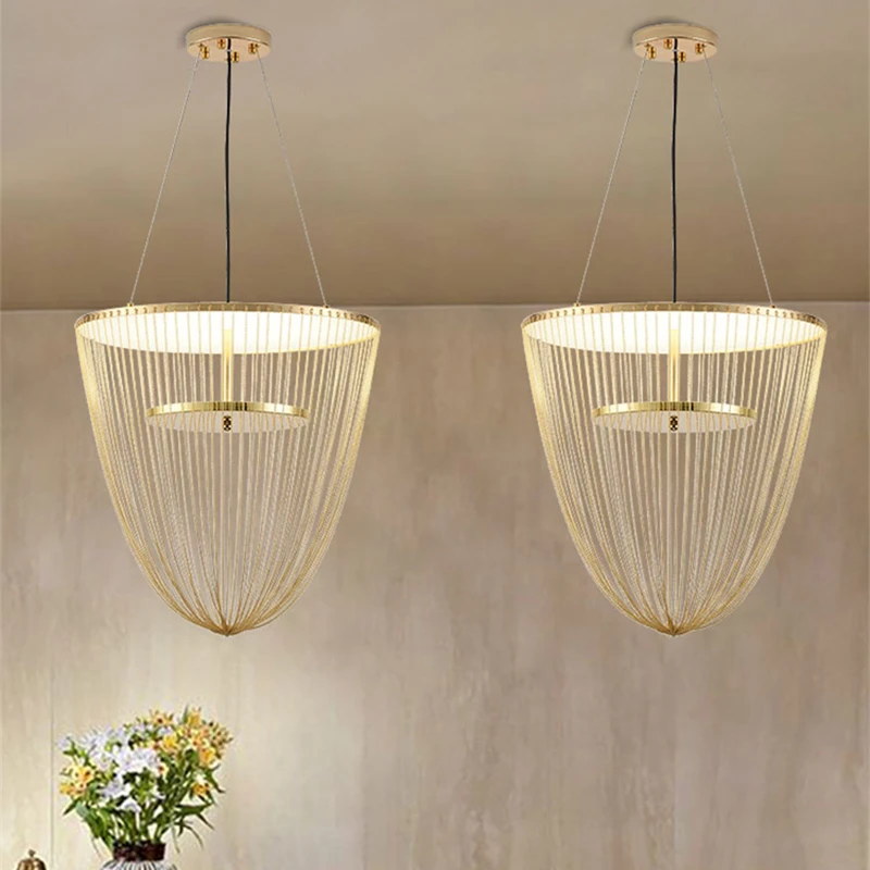 Современный светодиодный подвесной светильник с металлическим покрытием из