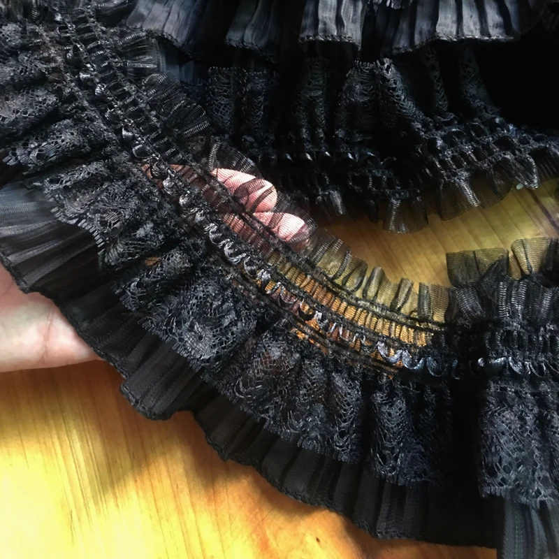 1 ярд последняя вышивка кружевная ткань 8 см черно-белая шифоновая эластичная