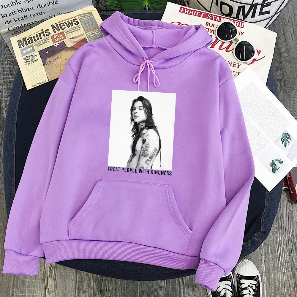 

Treat People with Kindness Sweatshirt 2020 Kawaii Harajuku Hoodie New Cartoon Harry Styles Hoodies Pink Print Pullovers