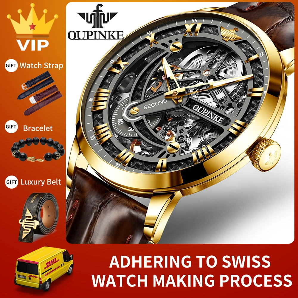 

Роскошные мужские механические наручные часы, автоматические мужские часы-скелетоны, Вольфрамовая сталь, сапфировые часы с кольцом, мужски...