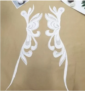 1 пара/16X61 см Кружевная аппликация длинный вырез воротник вышивка кружевная