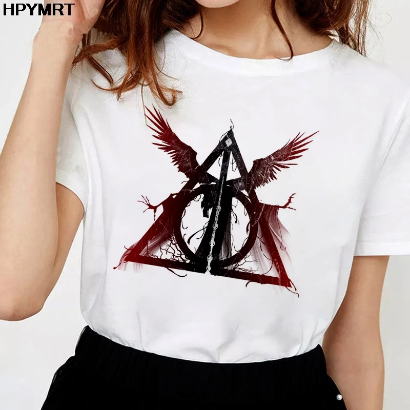 Summer Deathly Hallows T-shirts Tops Print Women T-Shirt Casual Three Brothers Tale White hipster Tshirt Female Tops Clothing