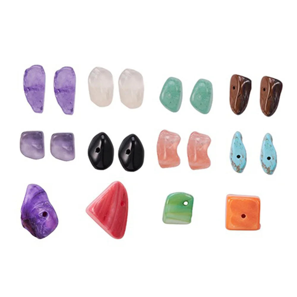 

Irregular Fragments Stone Bead Natural Gem Bead Kit with Earring Hook Pendant DIY Jewelry Neckle Bracelet Earring Crafting