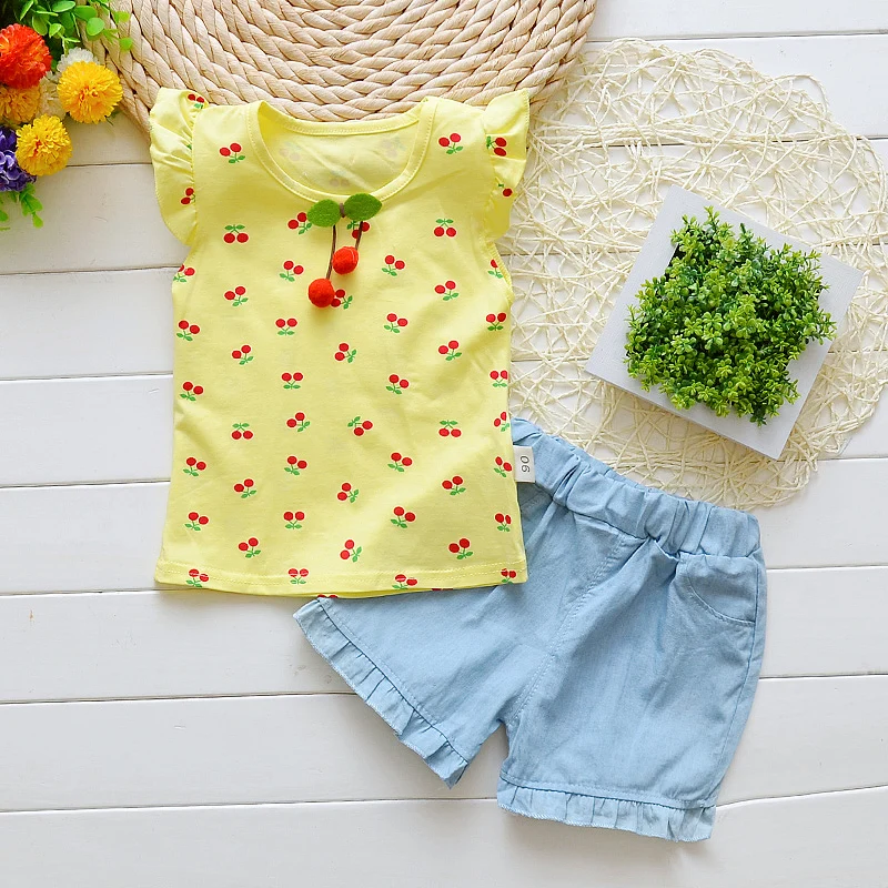 Летний комплект для девочек BibiCola модная футболка + шорты и юбка из 2 предметов