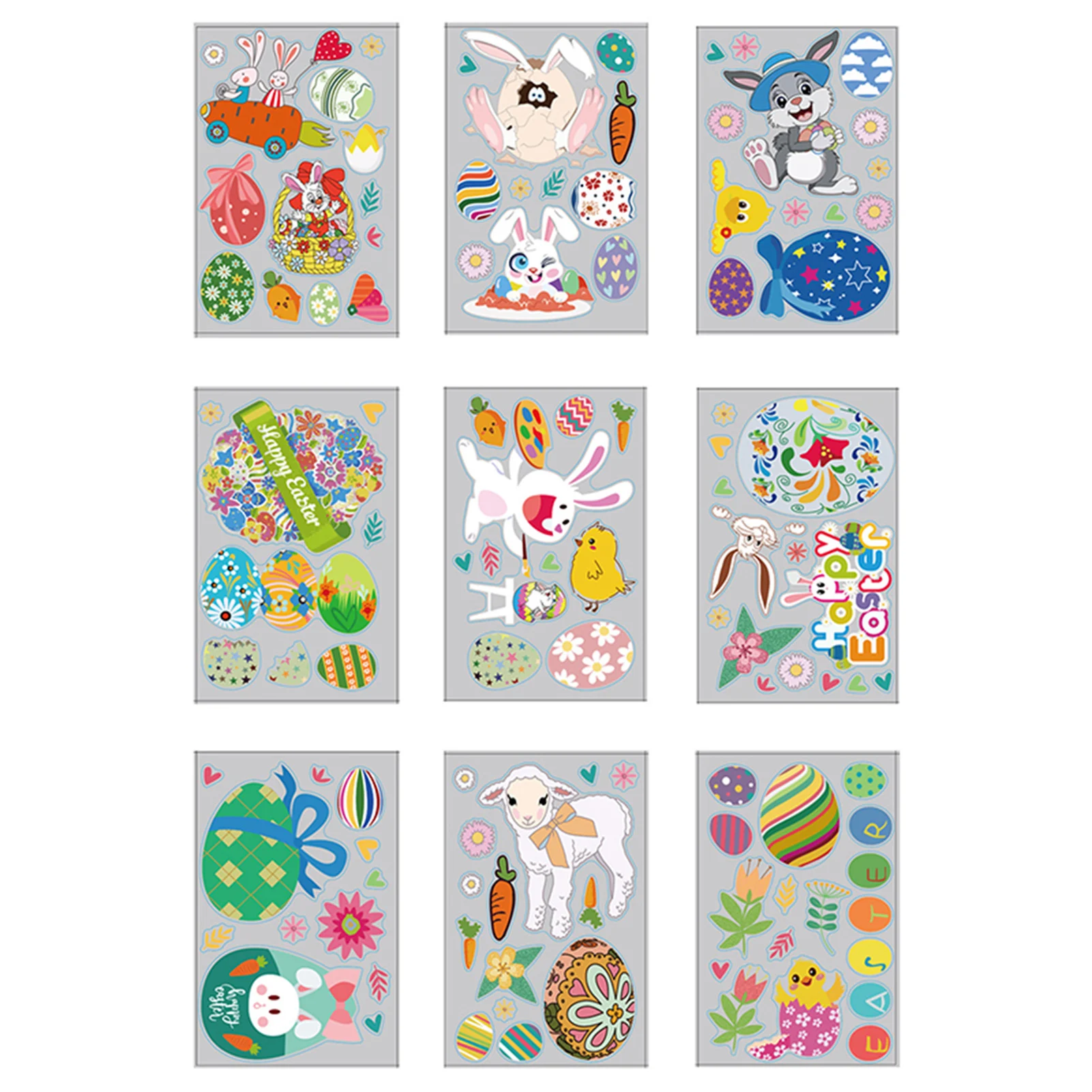 

9 Pcs Easter Stickers Decorations Bunny Window Clings Decor For Home Office Kids School Party Decorations Supplies Stickers