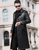 winter mens leather jacket motorcycle long trench coat men jackets business casual plus cashmere clothes fashion autumn black