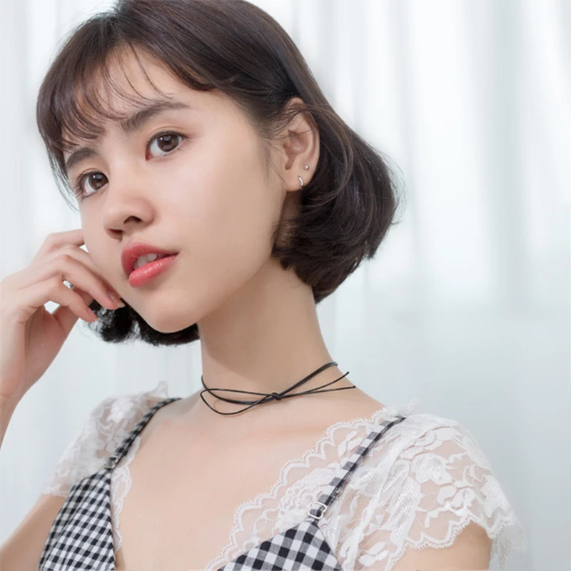 Серебро 925 пробы 10 мм/12 мм панк черный обруч Каффа зажим для женщин девочек модные