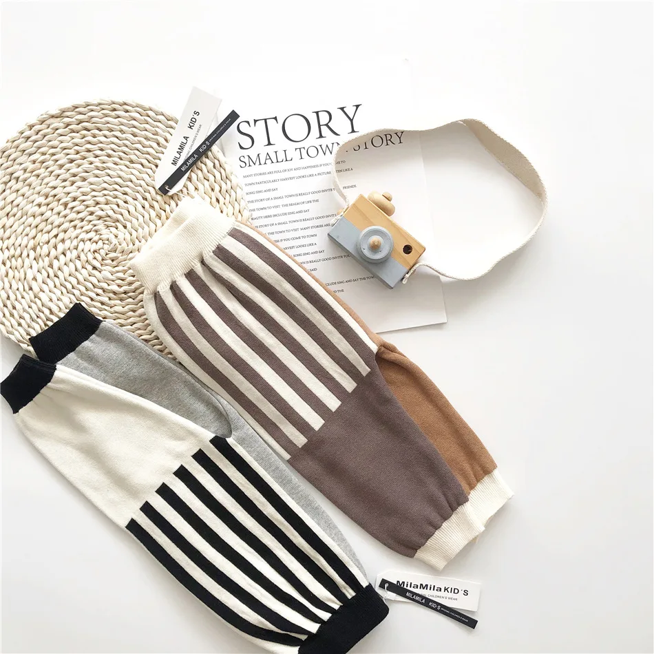 Tonytaobaby осенне зимняя одежда новая детская полосатые трикотажные повседневные