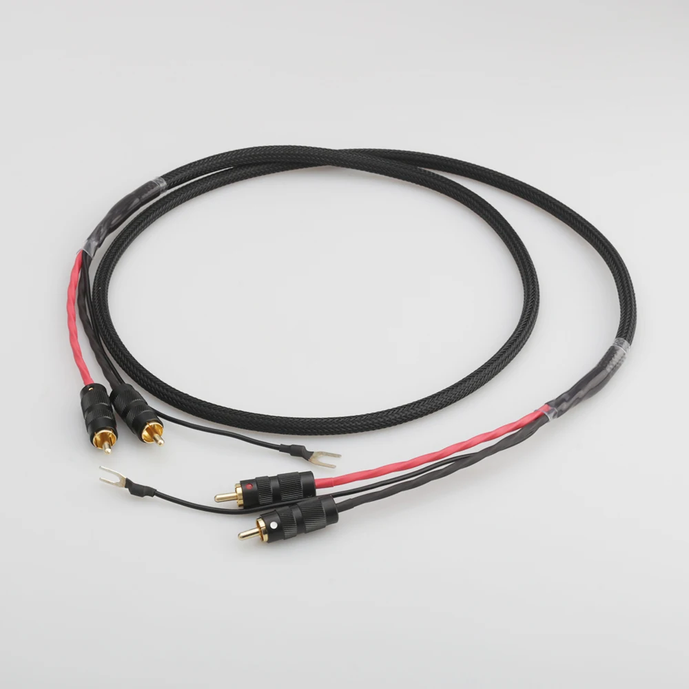 Аудиокабель Audiocrast 2 RCA к заземляющий U-образный штекер аудио кабель тонарма с