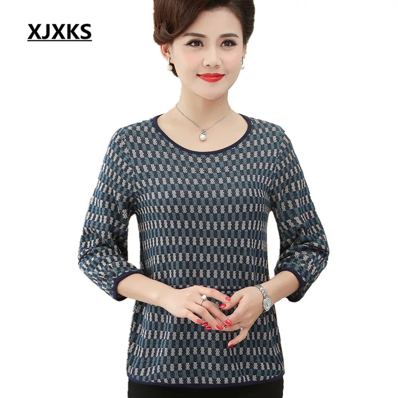 XJXKS модный Свободный женский тонкий свитер большого размера с круглым вырезом