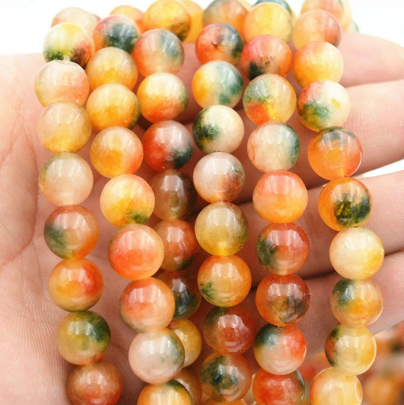 

Natural 10mm Multicolor Candy Jade Gemstone Round Loose Beads 15''