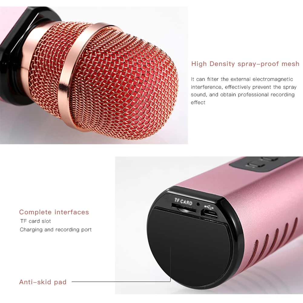 

Multifunctional Bluetooth Wireless Microphone with Double Speakers Intelligent Microphone for Mobile Phone Karaoke