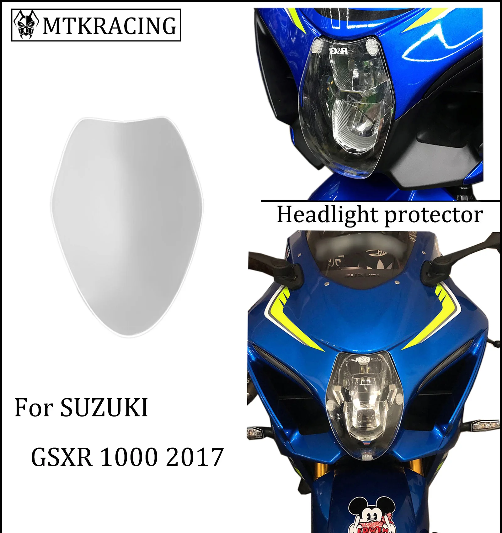 

MTKRACING For SUZUKI GSXR1000 GSX R1000R GSXR 1000 Headlight Protector Cover Screen Lens 2017-2022