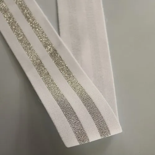 4cm White Silver 2 40 мм нейлоновая красочная резиновая резинка полосатые плечевые нижние ремни для тесьма для одежды Швейные DIY аксессуары для одежды 1 м - Цвет: 4cm White Silver 2