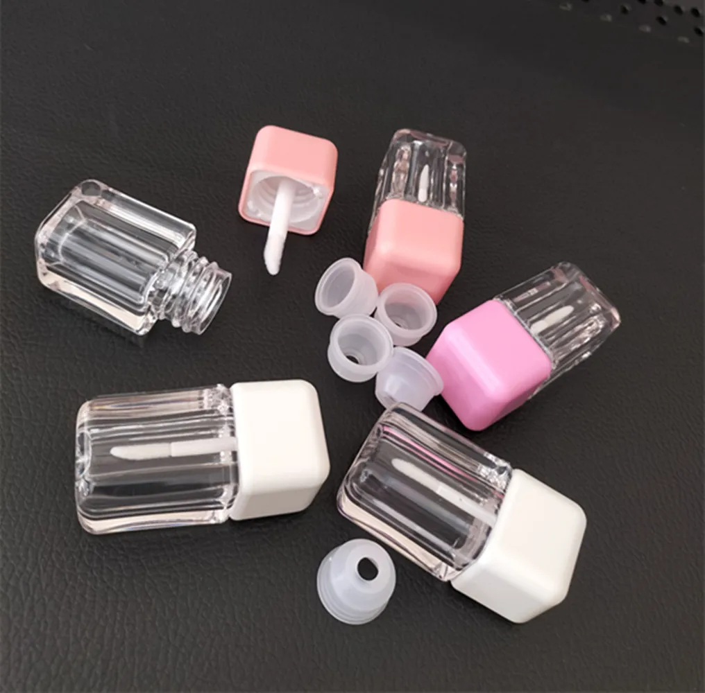 

4ml Beauty Tools Empty Liquid Lipstick Doe Foot Wand Tubes Makeup Concealer Applicators Cosmetic Lip Gloss Tubes Pink,White Caps