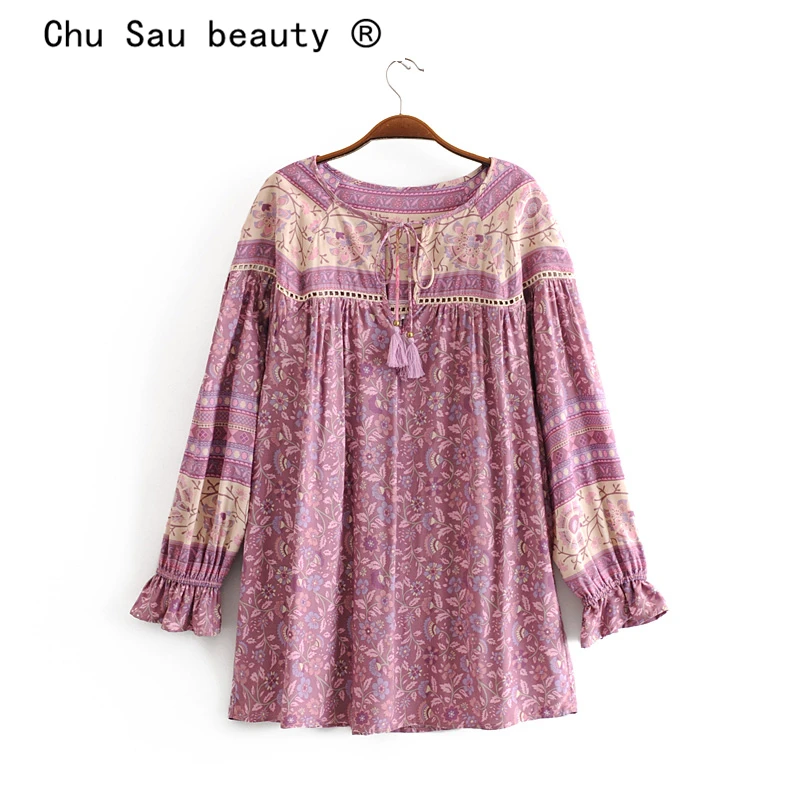 Женские блузки с цветочным принтом Chu Sau beauty в стиле бохо праздничные рубашки