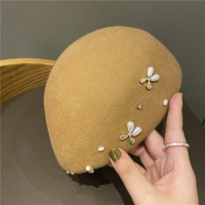 

Shes Xizi Versailles Garden Hand-beaded Korean Retro Bailey Wool Hat Warm Hat Women In AW