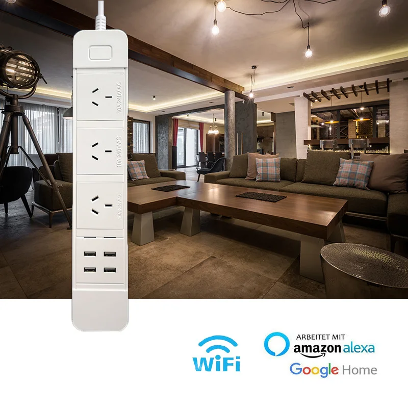 Умный Wifi блок питания 4 AU/CN розетки с стабилизатор напряжения с USB голосовым управлением для Amazon Echo Alexa Google домашний таймер