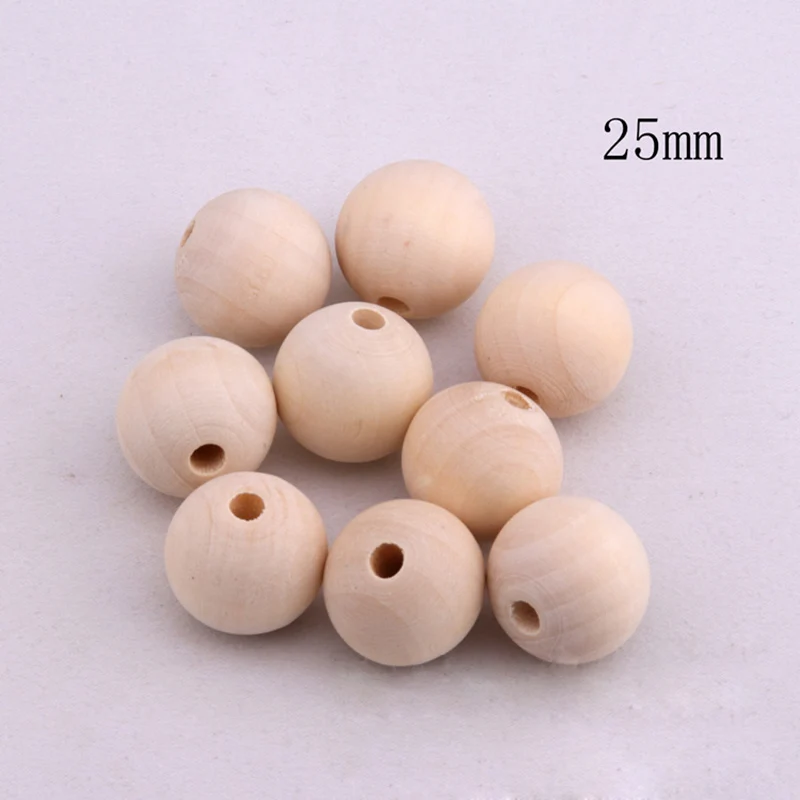 Mordedor de madera masticables, cuentas redondas de 10-20mm, ecol&oacute;gico, cuentas de haya sin terminar, accesorios de joyer&iacute;a artesanal, 500 Uds.-1
