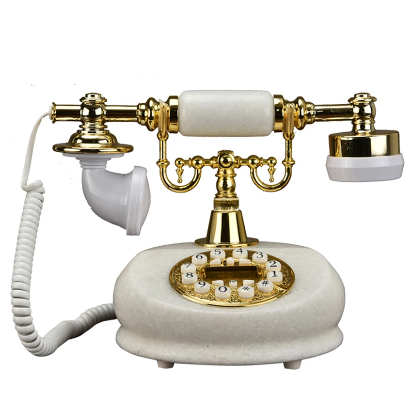 

Vintage Telephone Landline, White Antique Retro Handset Desktop Wired Phone Landline with Caller ID, Retro Ringtones for Home