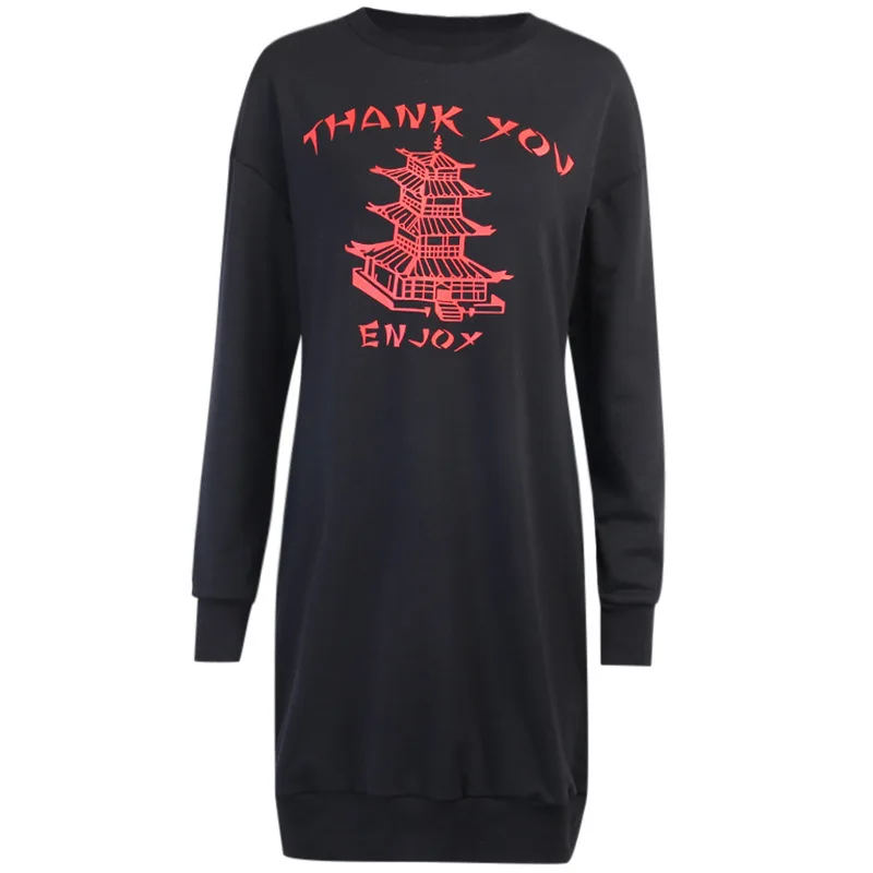 

Women Letter Print Sweatshirt Autumn Winter Fashion Long Sleeve O-neck Dress pullovers Casual Hip Hop Tops Streetwear Clothing