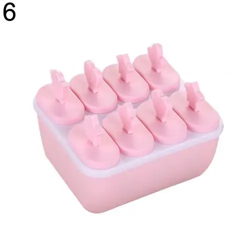 Pink Rectangle Пластиковая форма для мороженого без мороженого, поднос, кухонный инструмент "сделай сам" с крышкой - Цвет: Pink Rectangle