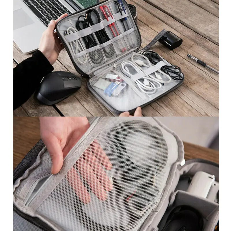 2019 двухслойный электронный цифровой органайзер сумка USB кабель для наушников