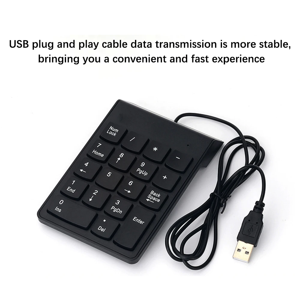 

18/19 Keys Small-size Wire Numeric Keypad Numpad Non-slip USB Digital Keyboard for Accounting Teller Laptop PC Notebook Tablets
