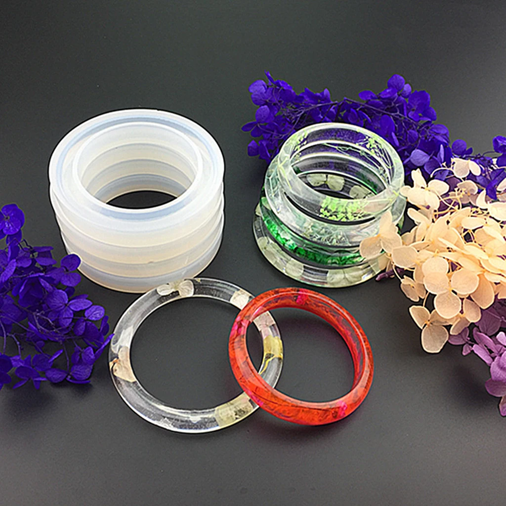 

3 Clear Silicone Round Bracelet Mould For Resin Casting Jewelry Making Craft