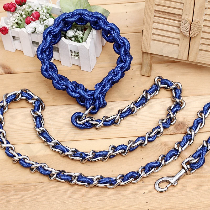 

Anti-Bite Metalen Chain Collar Integrated Small Medium And Large Multifunctional Dog Traction Rope Easy To Carry Pet Supplies