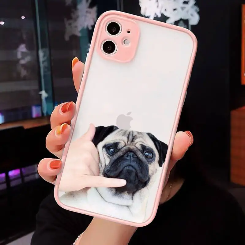 

Cute funny animal bulldog art Phone Case Matte Transparent for iPhone 7 8 11 12 s mini pro X XS XR MAX Plus cover funda
