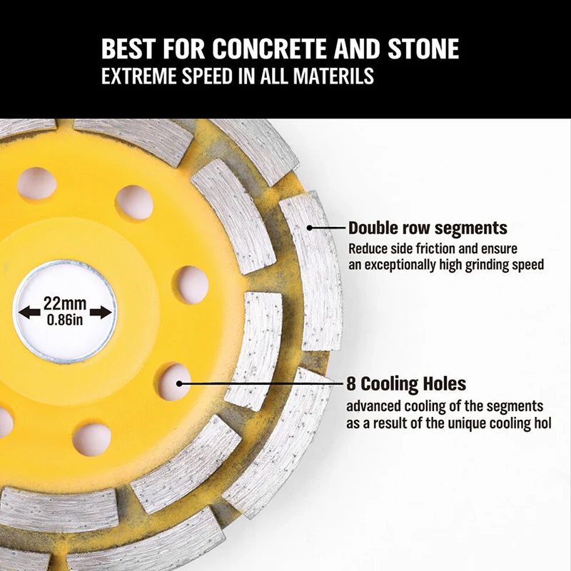 

4.5 Inch Diamond Cup Grinding Wheels Double Row Segments Concrete Angle Grinder L9 #2