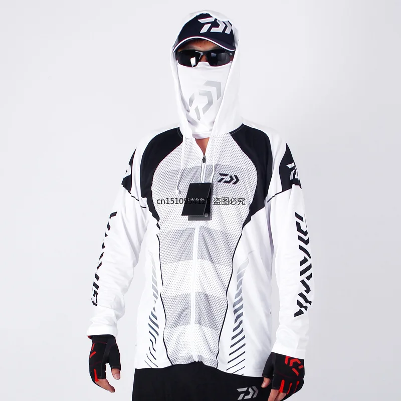 

2020 Famous Brand Men Mesh Breathable Hood Mens Daiwa Sports Fishing Outdoor Fishing Clothes Dawa New White Fishing Jersey Pesca