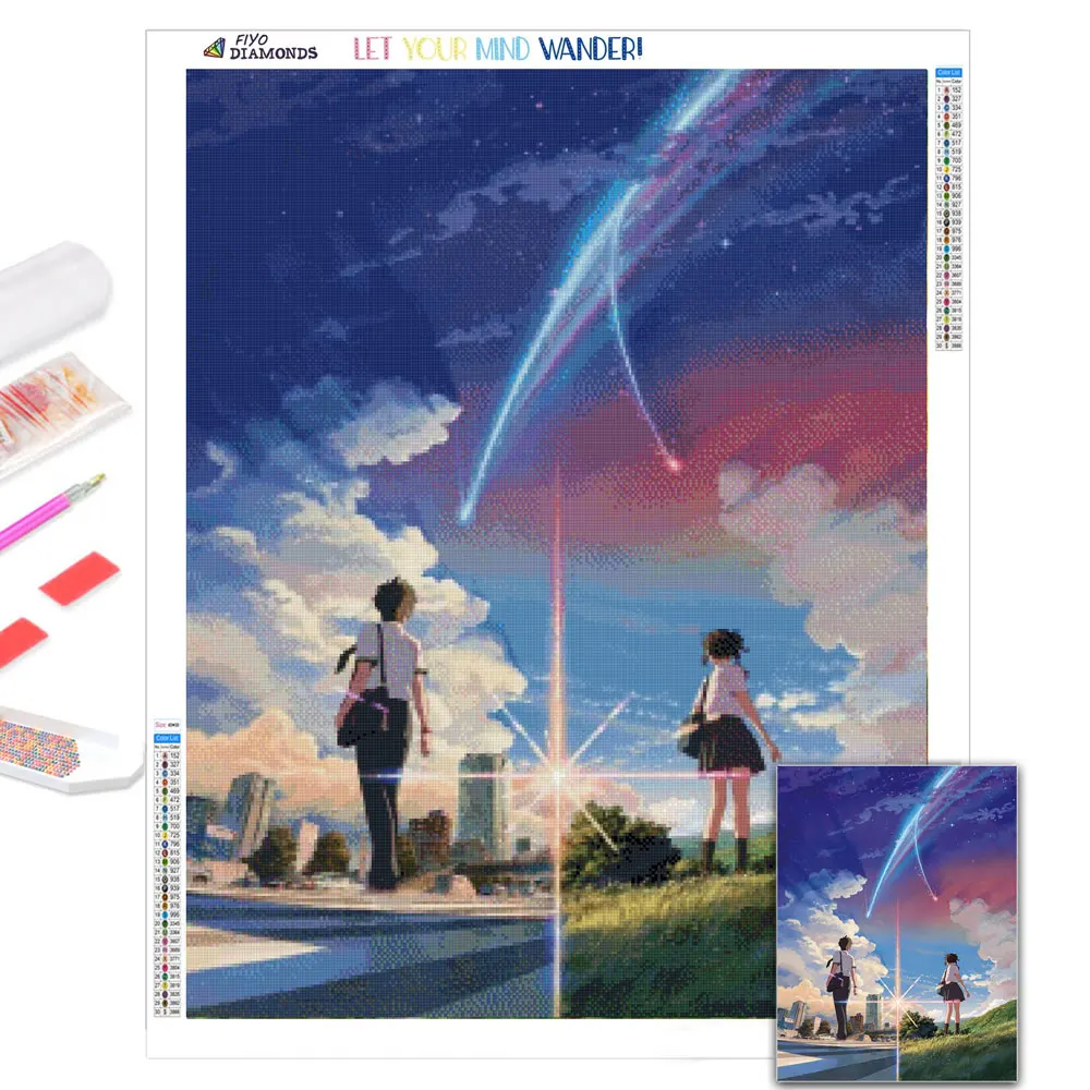 

DIY 5D Diamond Painting Anime Your Name Picture Mosaic Full Diamond Embroidery Cross Stitch Set Home Decoration aлмазная mозаика
