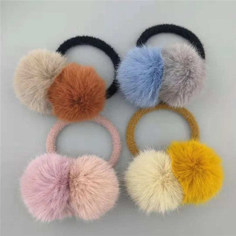 

Autumn Winter Children Simple Cute Big Hairball Rubber Band Hair Rope Fashion Beautiful Girl Princess Ponytail Hair Accessories