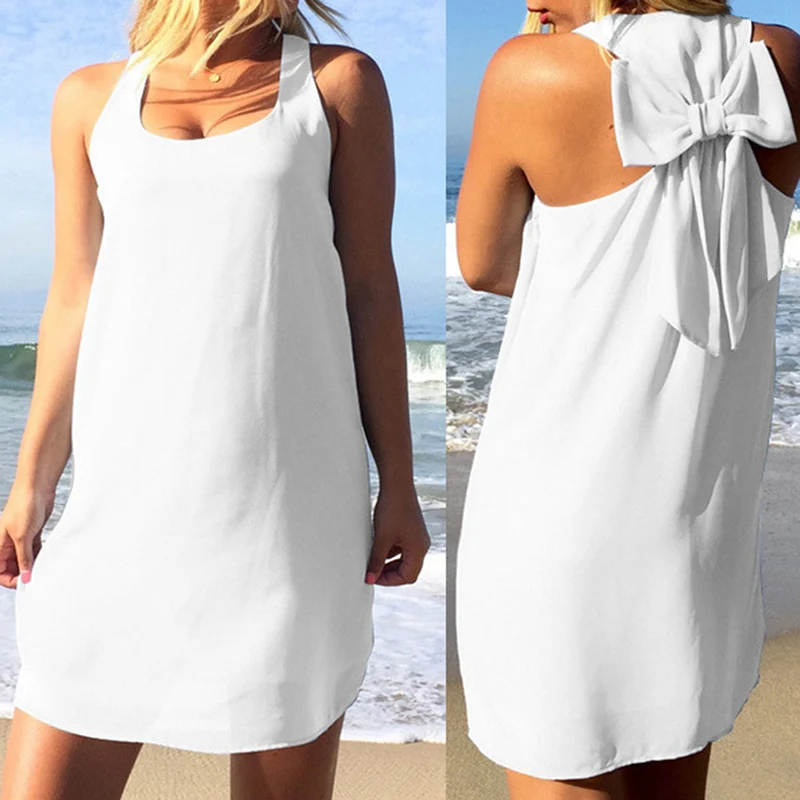 

Bigsweety Hot Sale women Fashion Mini Chiffon Dress Sexy lady Backless Bow elegant vestidos dresses female Clothing New