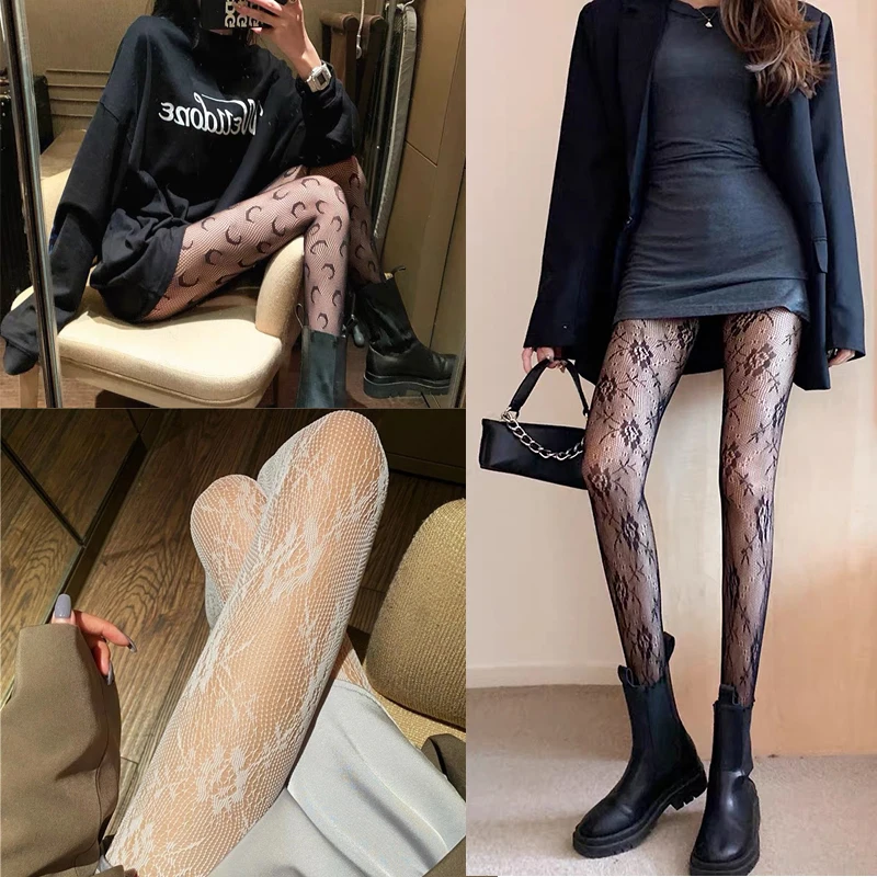 

Lolita Hollowed Out Lace Mesh Stockings Bottomed Pantyhose Japanese Lolita Retro Floral Rattan White Stocking Hot Classic Tights