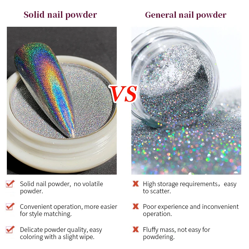 1 коробка твердый порошок авроры блеск для ногтей зеркальный пузырь пыль