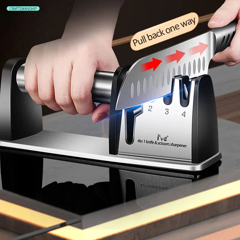 

Professional Knife Sharpener 4 in 1 Diamond Knife Shears Scissors Sharpen Honing Tool Stainless Fixed Angle Knife Sharpener