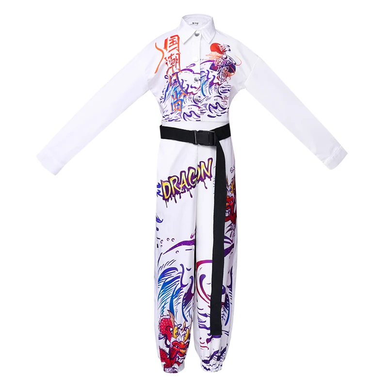 

2021 New Kids Jazz Dance Costume Child Hip Hop Set Autumn And Winter Street Dance White Clothes Boys/Girls Stage Clothes 120-160